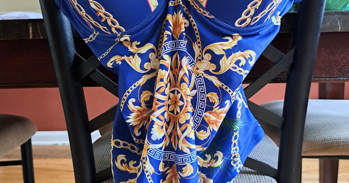 Bridgehampton Bathing Suit - Wilmington Waters with Rockefeller Royal Micro Dot