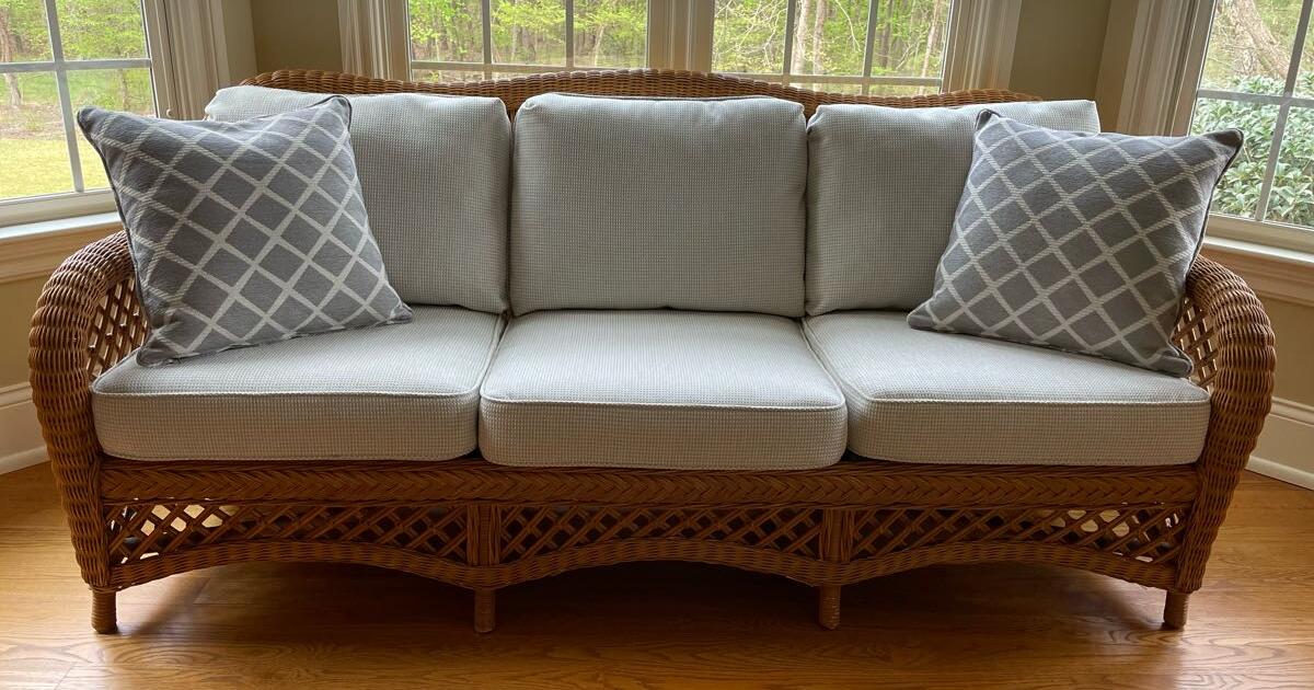 Henry Link Wicker Furniture set. Sofa, rocking chair, chair and ottoman. Sold as a set. for