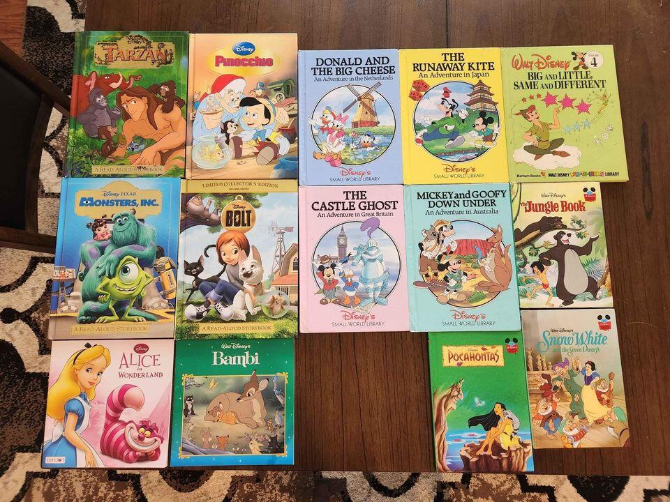 14 Disney books. Small World Library, Tarzan, Bambi, Pocahontas, Snow White, Jungle Book